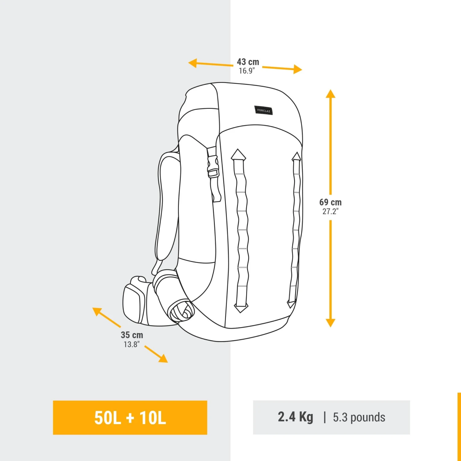 Men's Trekking Backpack 50+10 L - Image 2