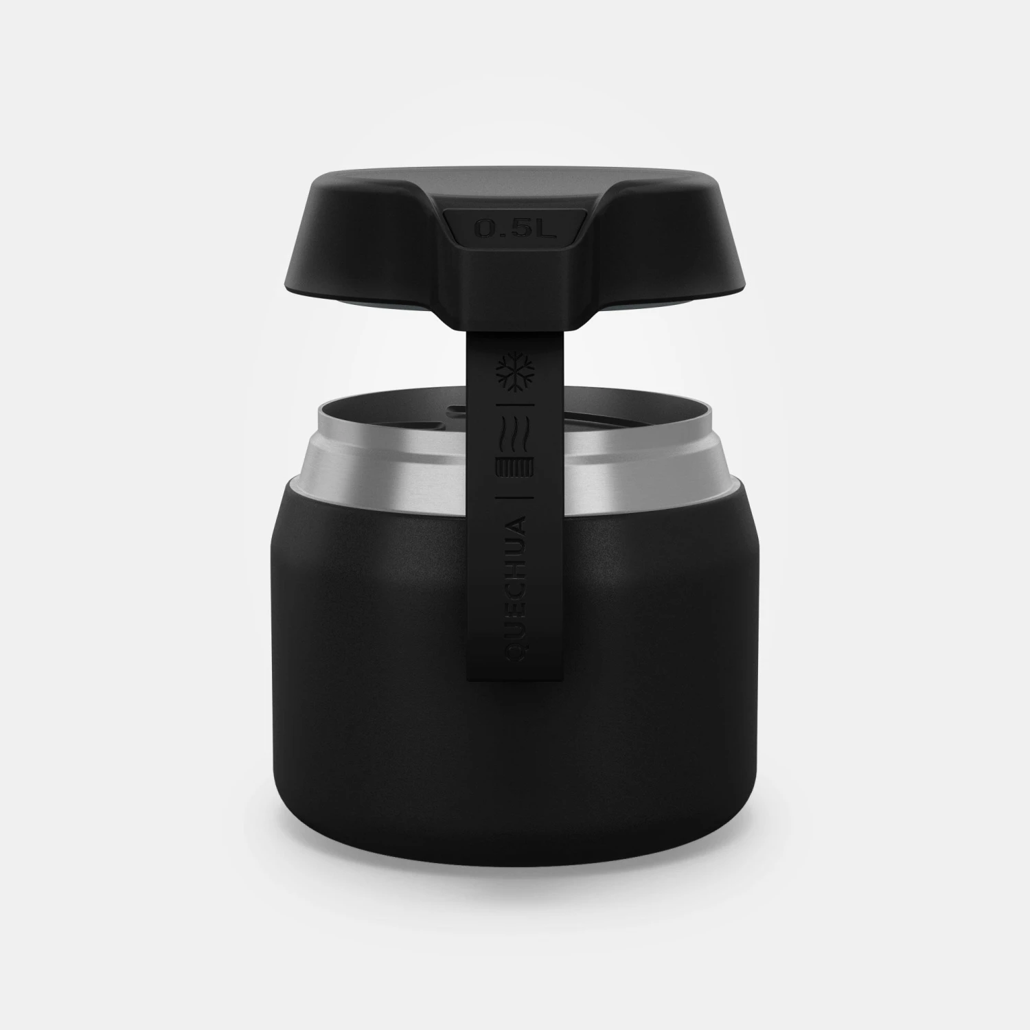 Quechua Stainless Steel Isothermal Food Box For Hiking MH500 0.5 L Black - Image 2